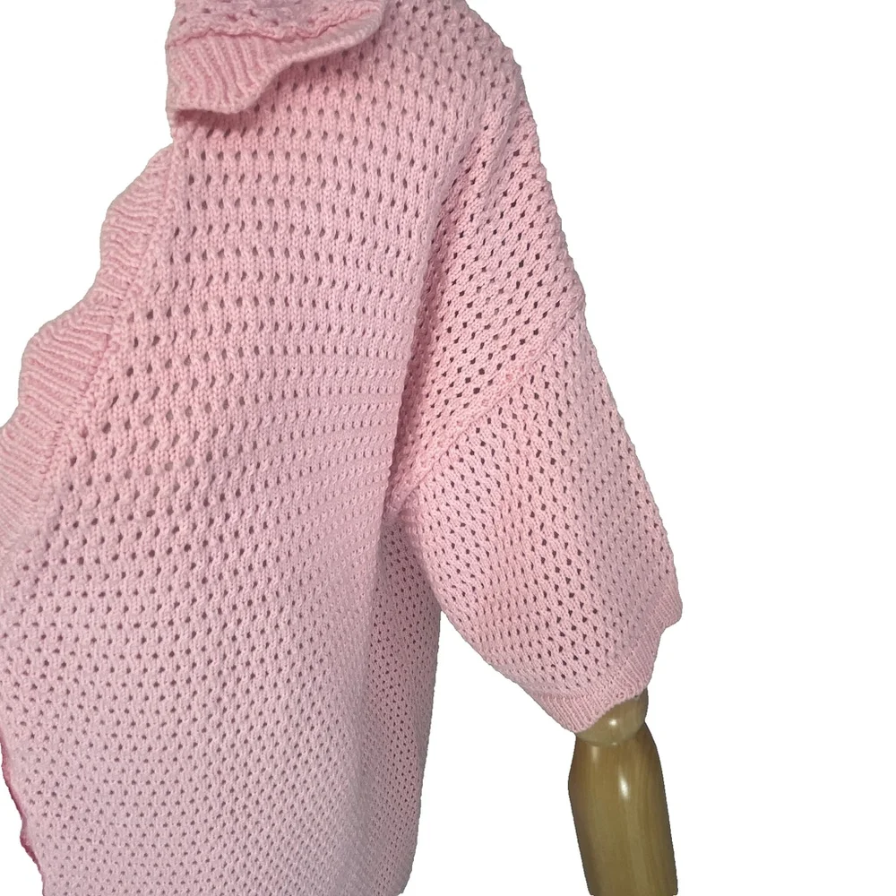 Starfit Crochet Sweater Dress Pink Cover Up Beach Travel‎ Womens Small Medium